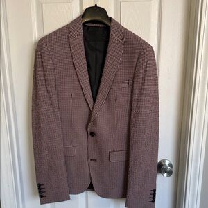 ASOS Men's Red and Black Checkered Blazer